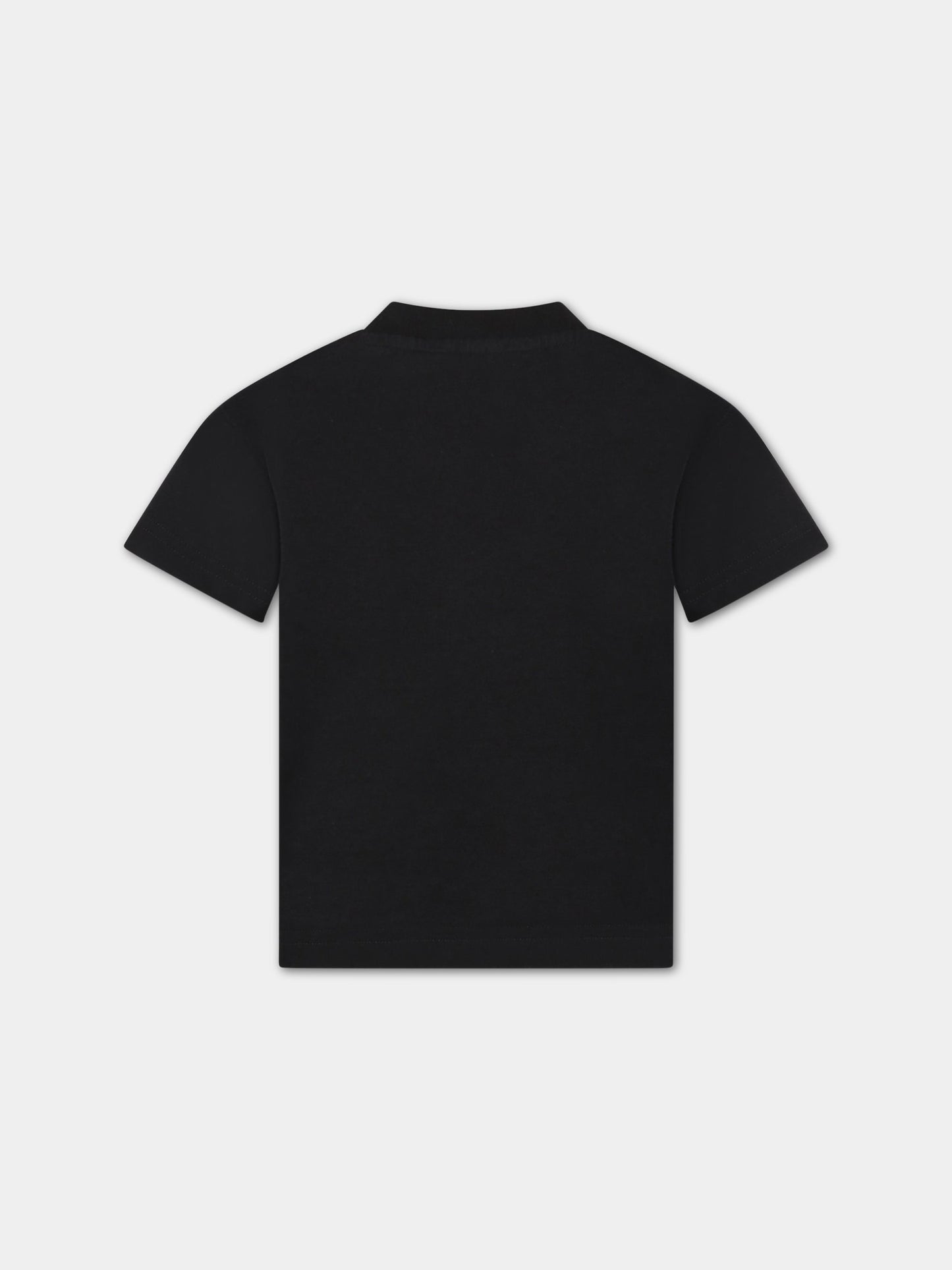 T-shirt nera per bambino con logo bianco e orso,Palm Angels,PBAA001S23JER0031043