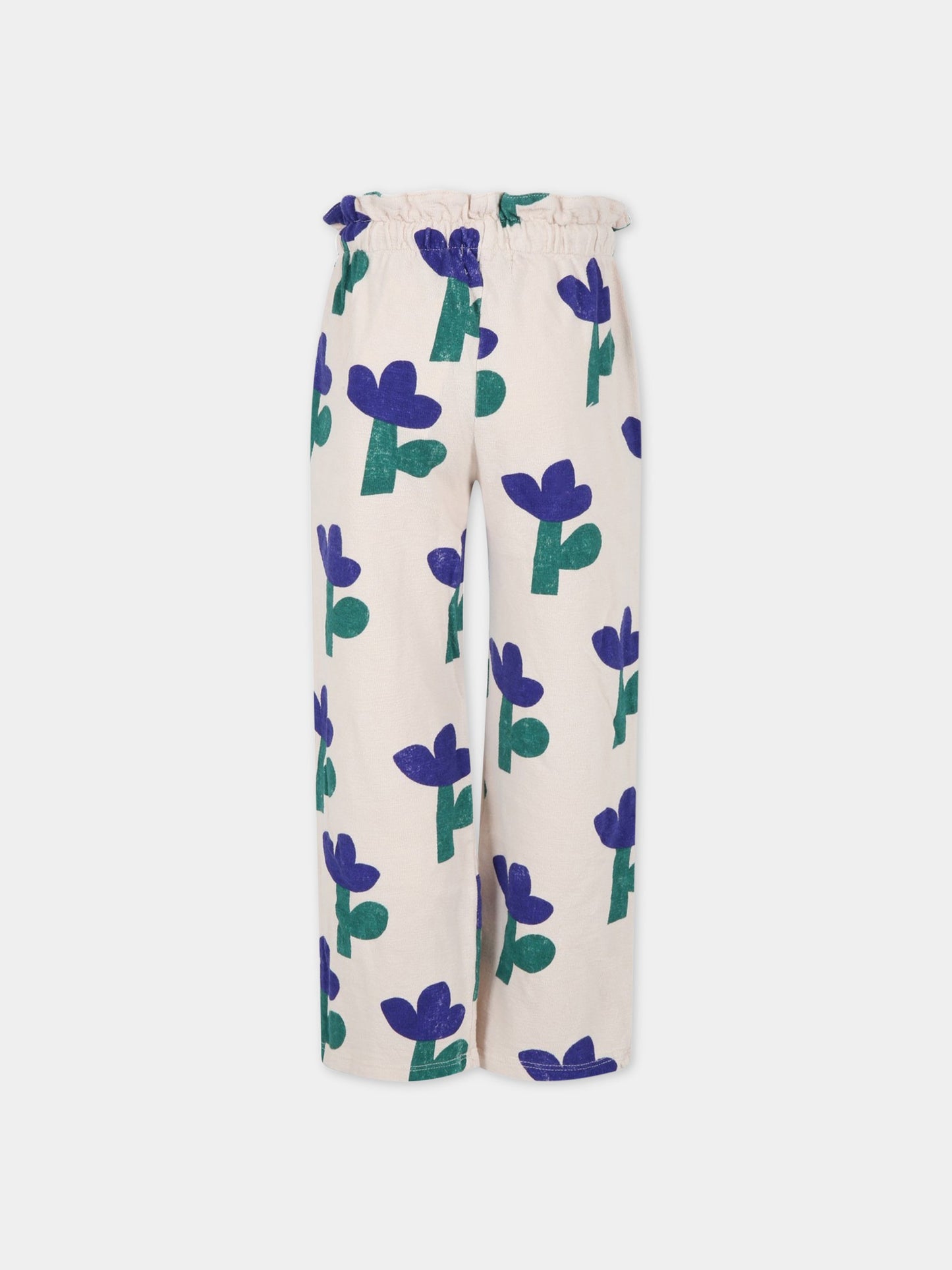 Pantaloni avorio per bambina con fiori,Bobo Choses,123AC085