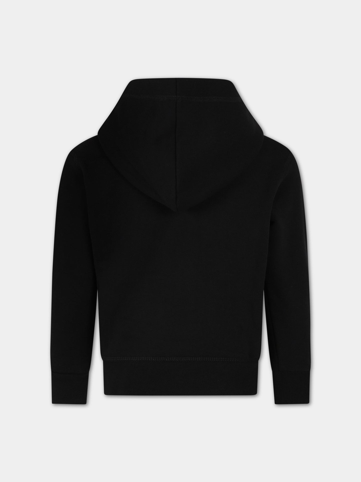 Felpa nera per bambino con logo bianco,Dsquared2,DQ1378 D003G DQ900
