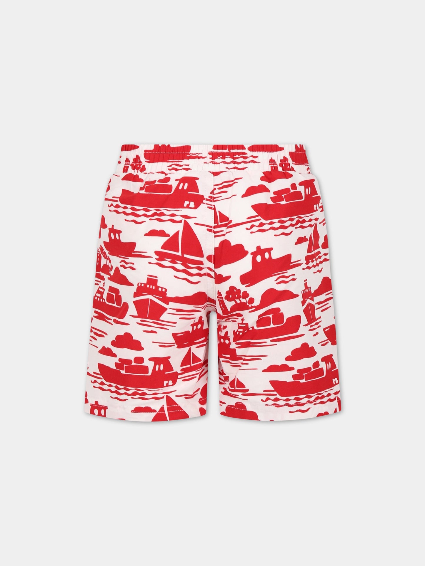 Boxer-mare multicolor per bambino con stampa Boat ,Petit Bateau,A06JU AVALANCHE/ROUGE