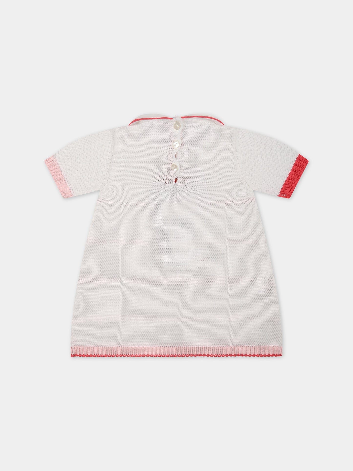 Vestito bianco per neonata con dettagli multicolor,Scaldacuore,FA05