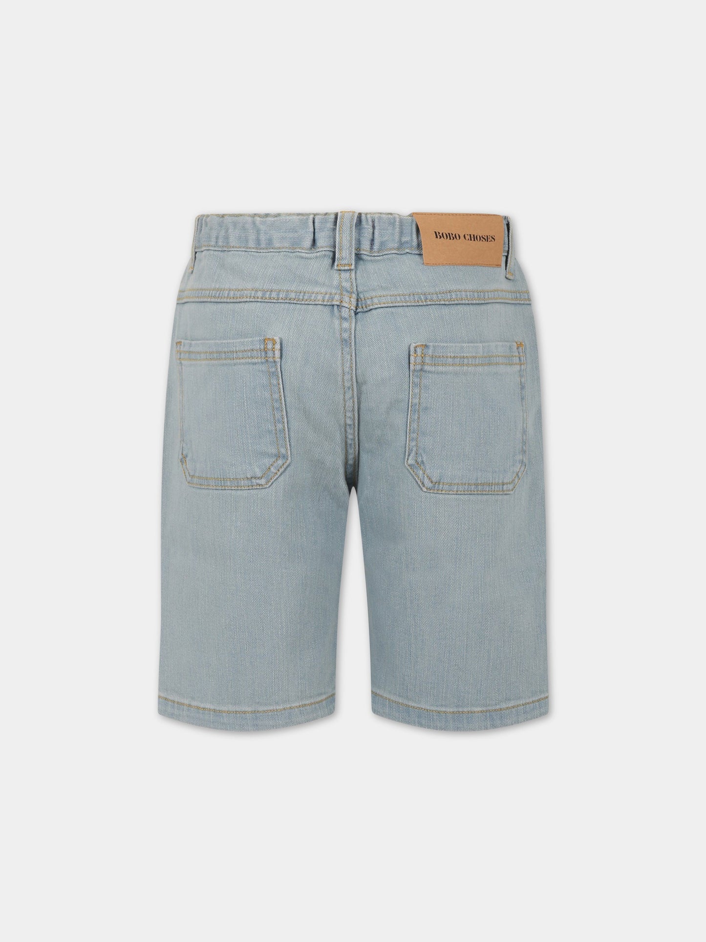 Shorts celeste per bambino con logo,Bobo Choses,123AC083