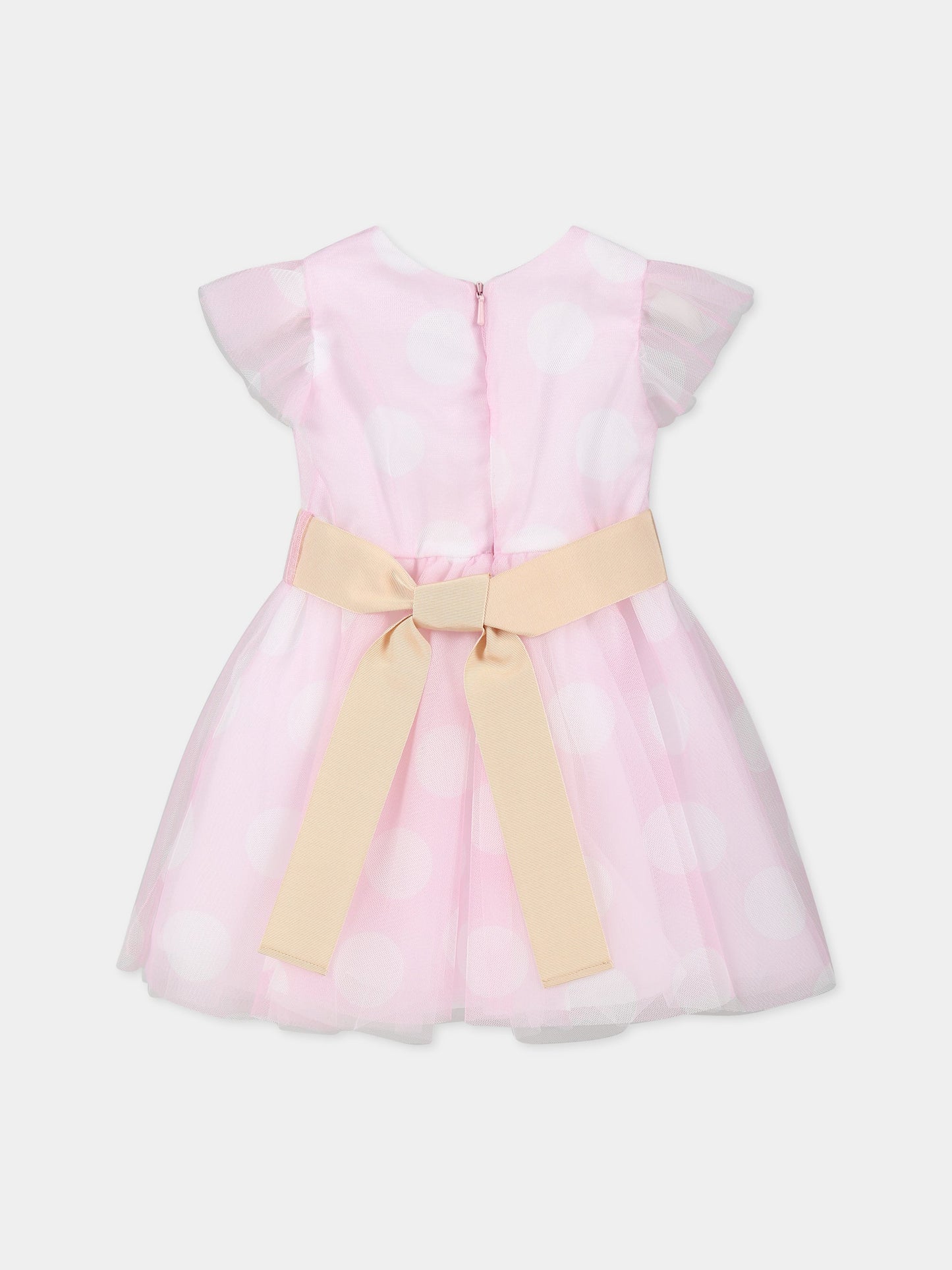 Vestito rosa per neonata con pois,Monnalisa,31A907 1615 9099