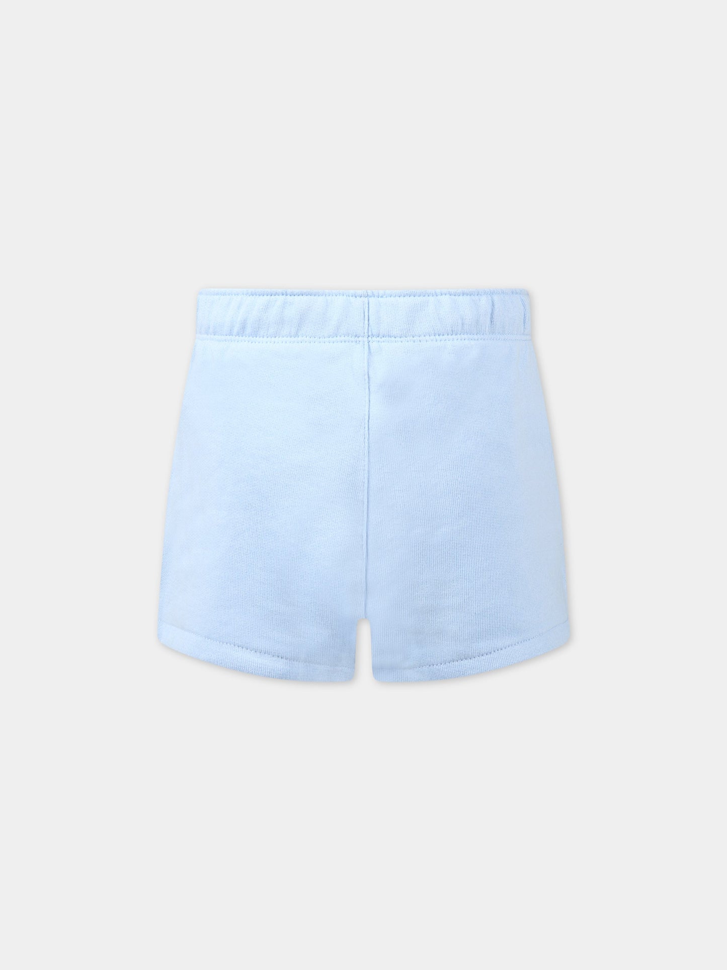 Shorts celeste per bambina con logo e iconico cavallino,Ralph Lauren Kids,903864001