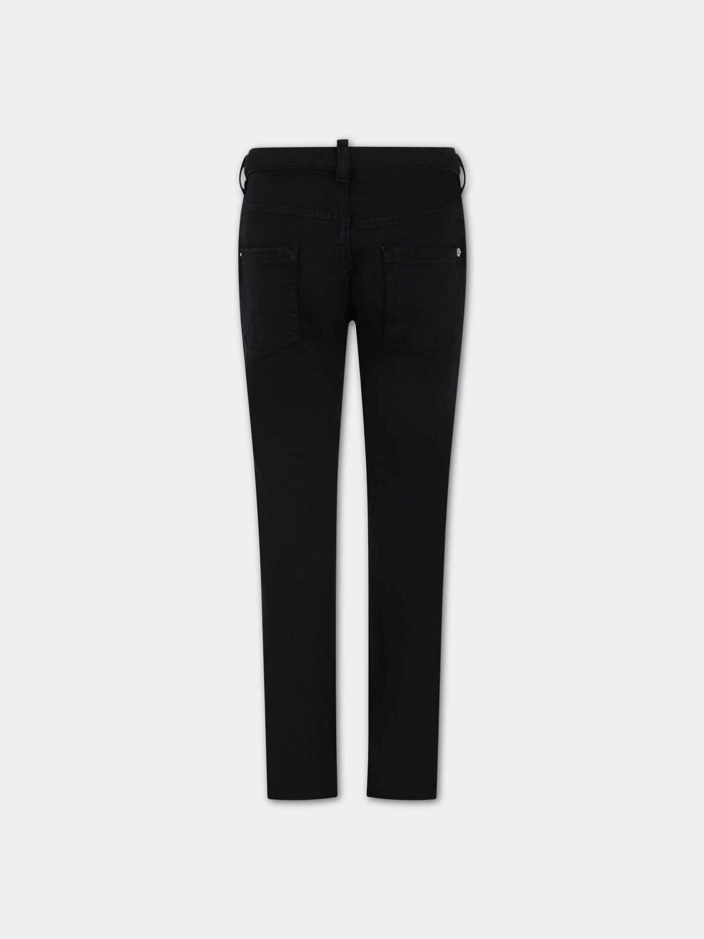 Jeans nero per bambino con patch logato,Dsquared2,DQ1761 D0A4E DQ900