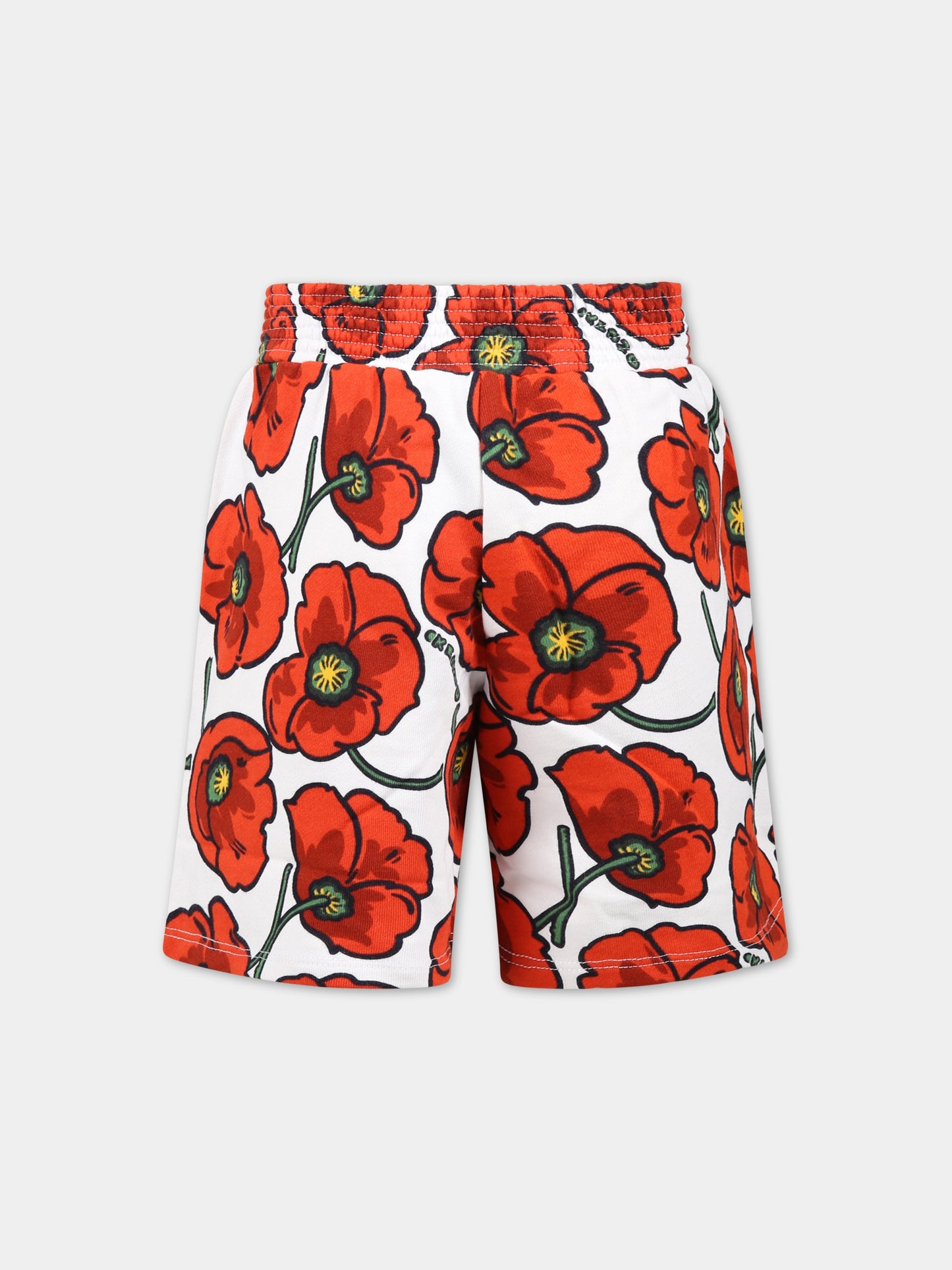 Shorts multicolor per bambina con iconico papavero rosso e logo,Kenzo Kids,K14257 189