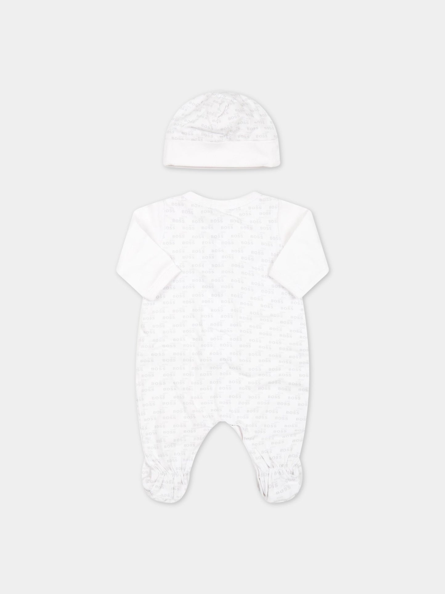 Set bianco per neonato con logo,Hugo Boss,J98329 10B
