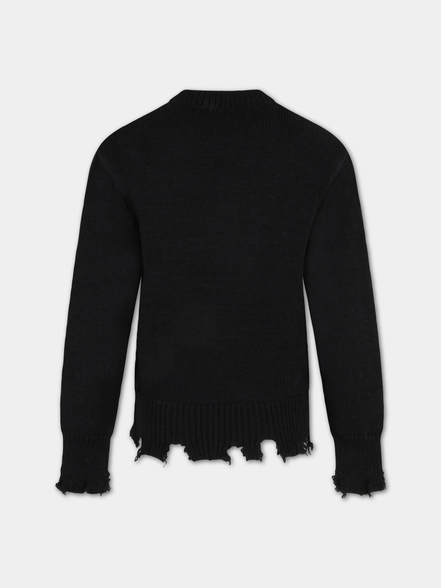 Maglione nero per bambini con logo bianco,Msgm Kids,MS029285 110