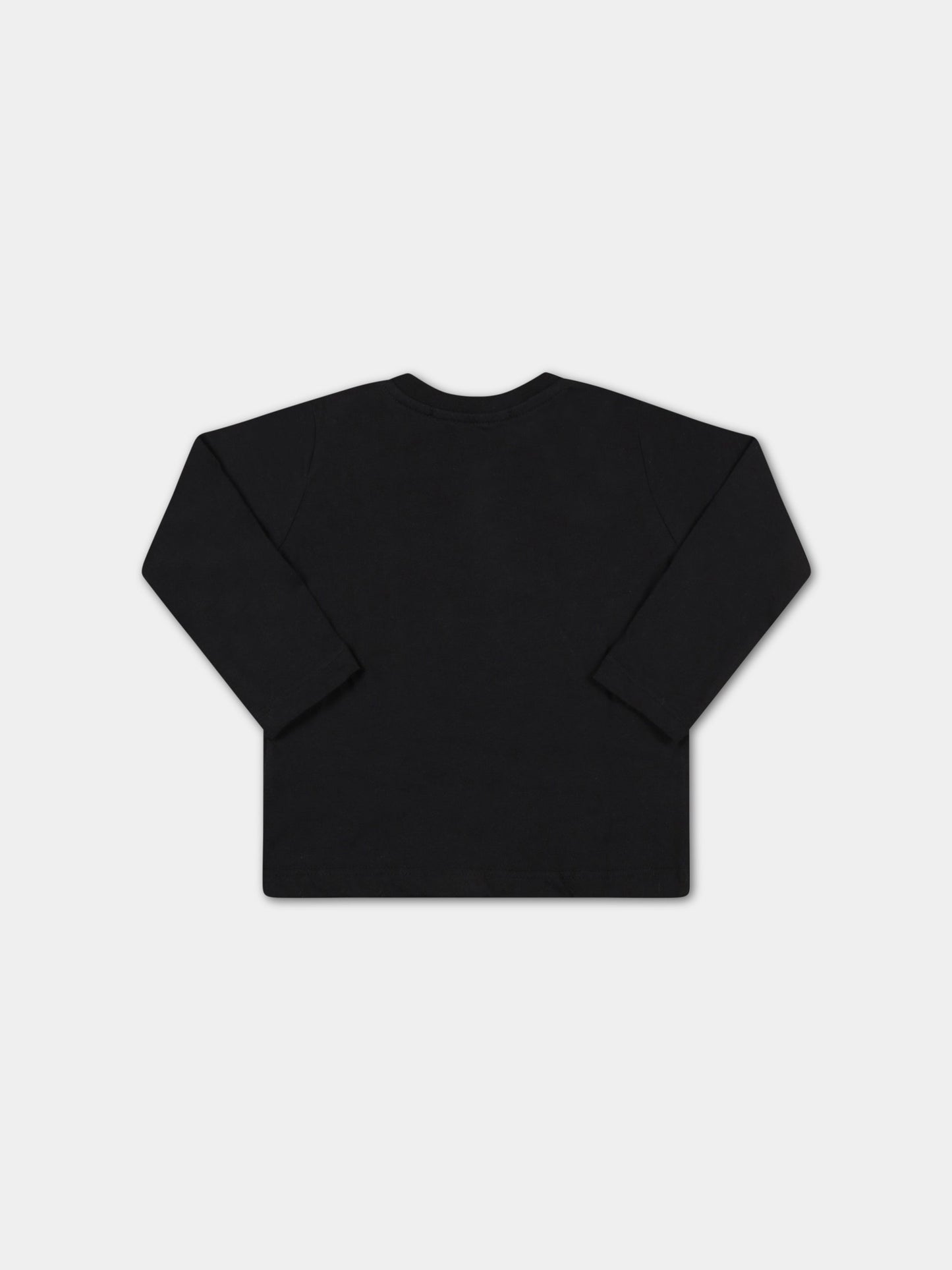 T-shirt nera per neonati con logo bianco,Msgm Kids,MS029106 110