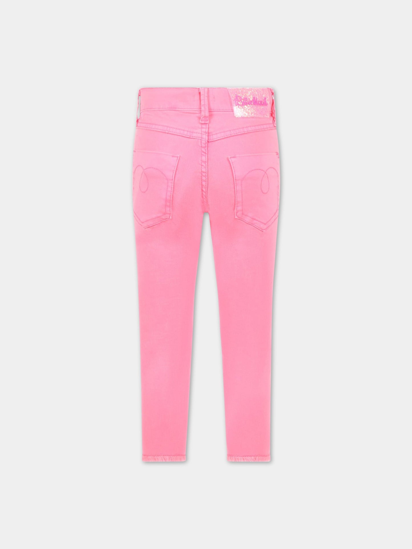 Jeans rosa per bambina con patch,Billieblush,U14482 47T