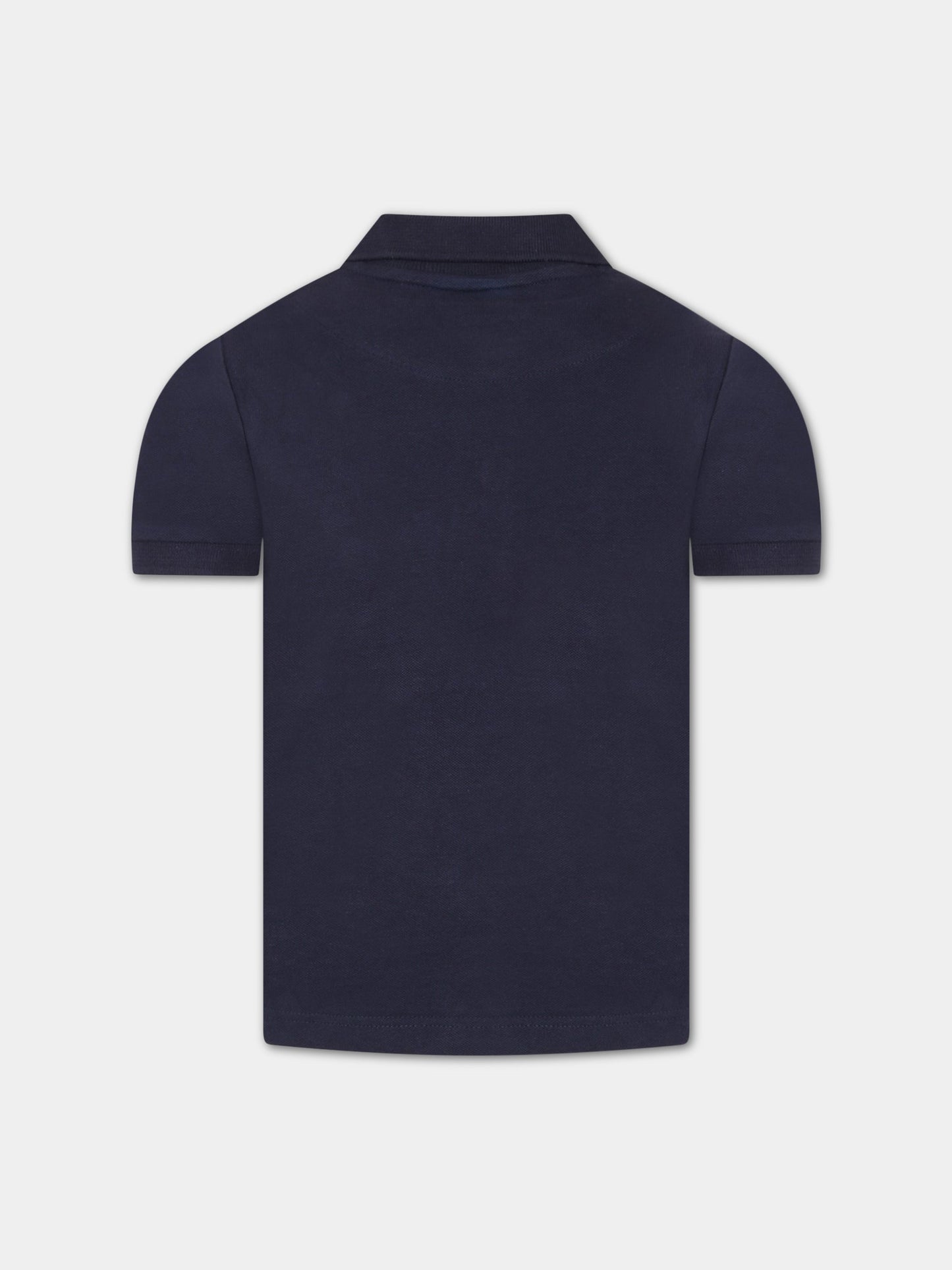Polo blu per bambino con logo celeste,Hugo Boss,J25N51 849