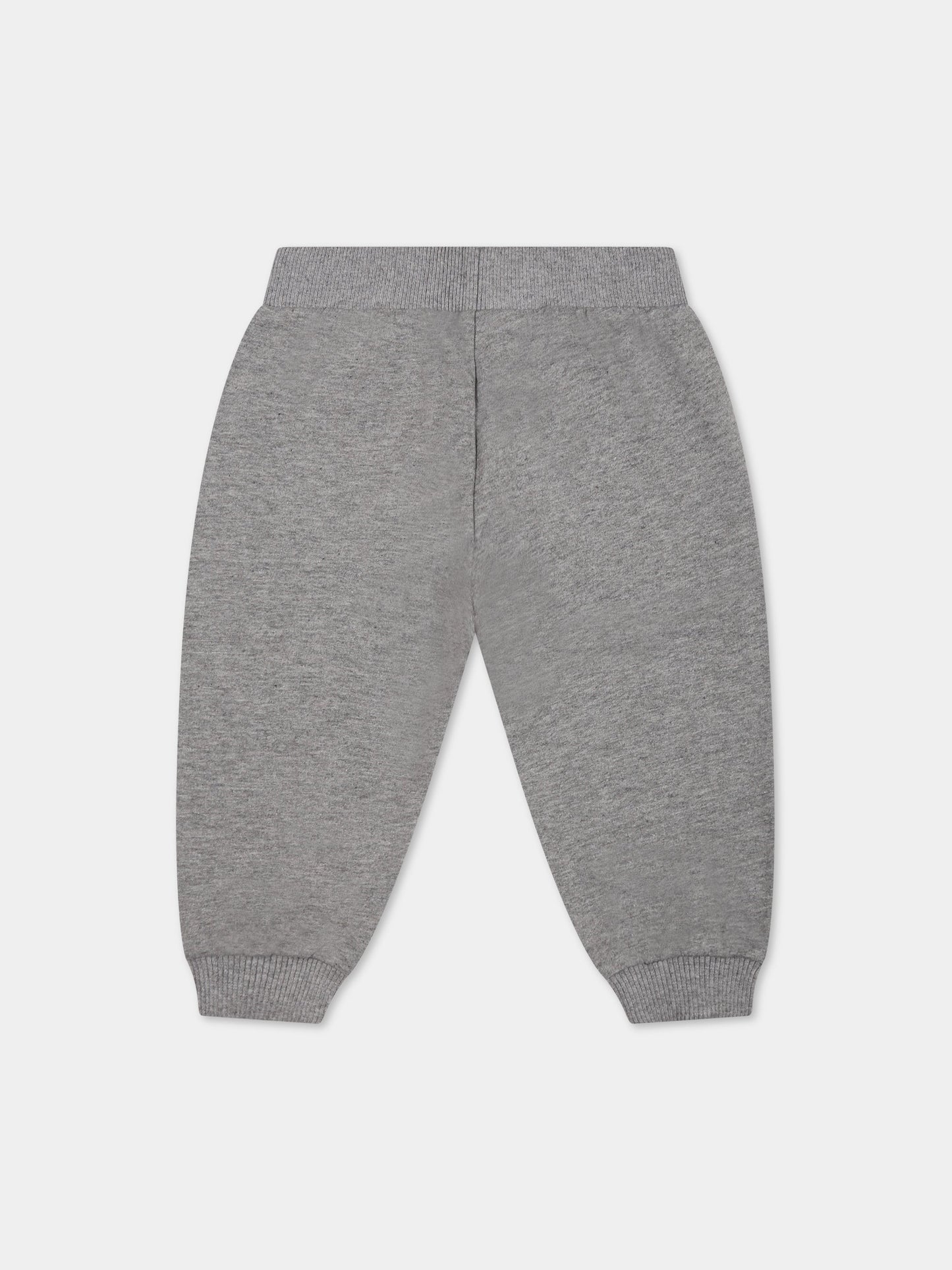 Pantaloni grigi per neonati con Teddy Bear e logo,Moschino Kids,MUP049 LCA40 60901