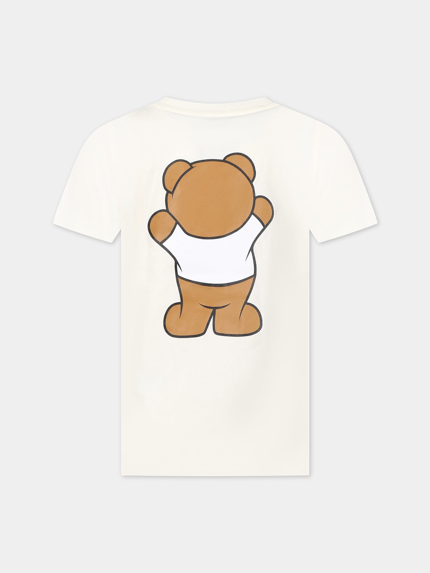 T-shirt bianca per bambini con Teddy Bear e logo,Moschino Kids,HUM03U LAA01 10063