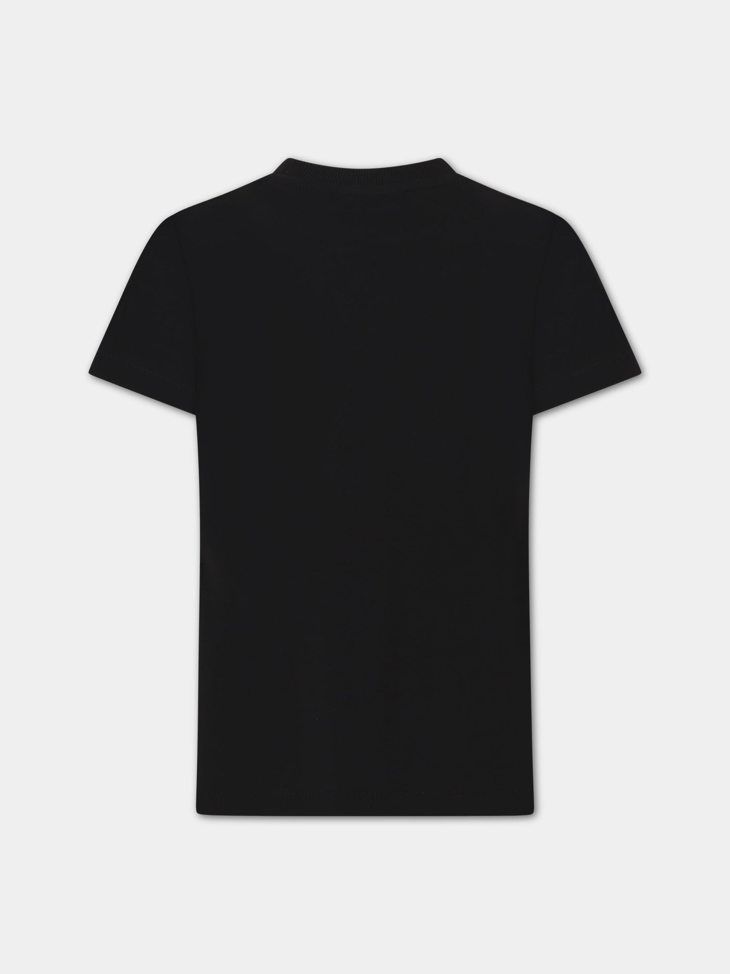 T-shirt nera per bambini con logo e Teddy Bear,Moschino Kids,HNM03S LBA19 60100