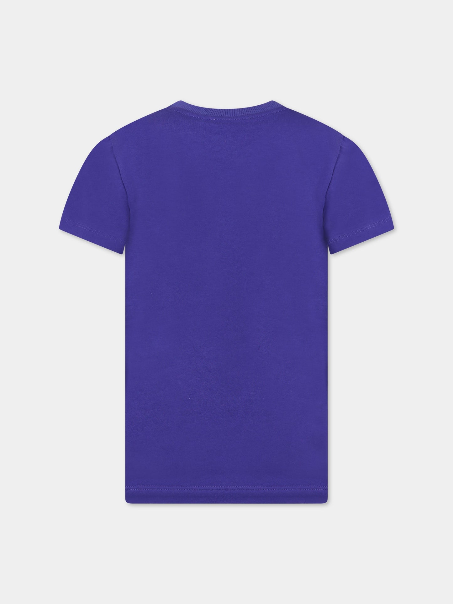 T-shirt viola per bambini con stampa e logo,Moschino Kids,HUM042 LBA23 50910