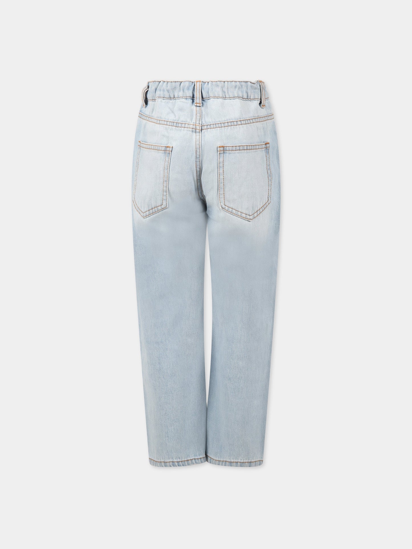 Jeans celeste per bambini con Teddy Bear e logo,Moschino Kids,HUP059 L0E09 40302