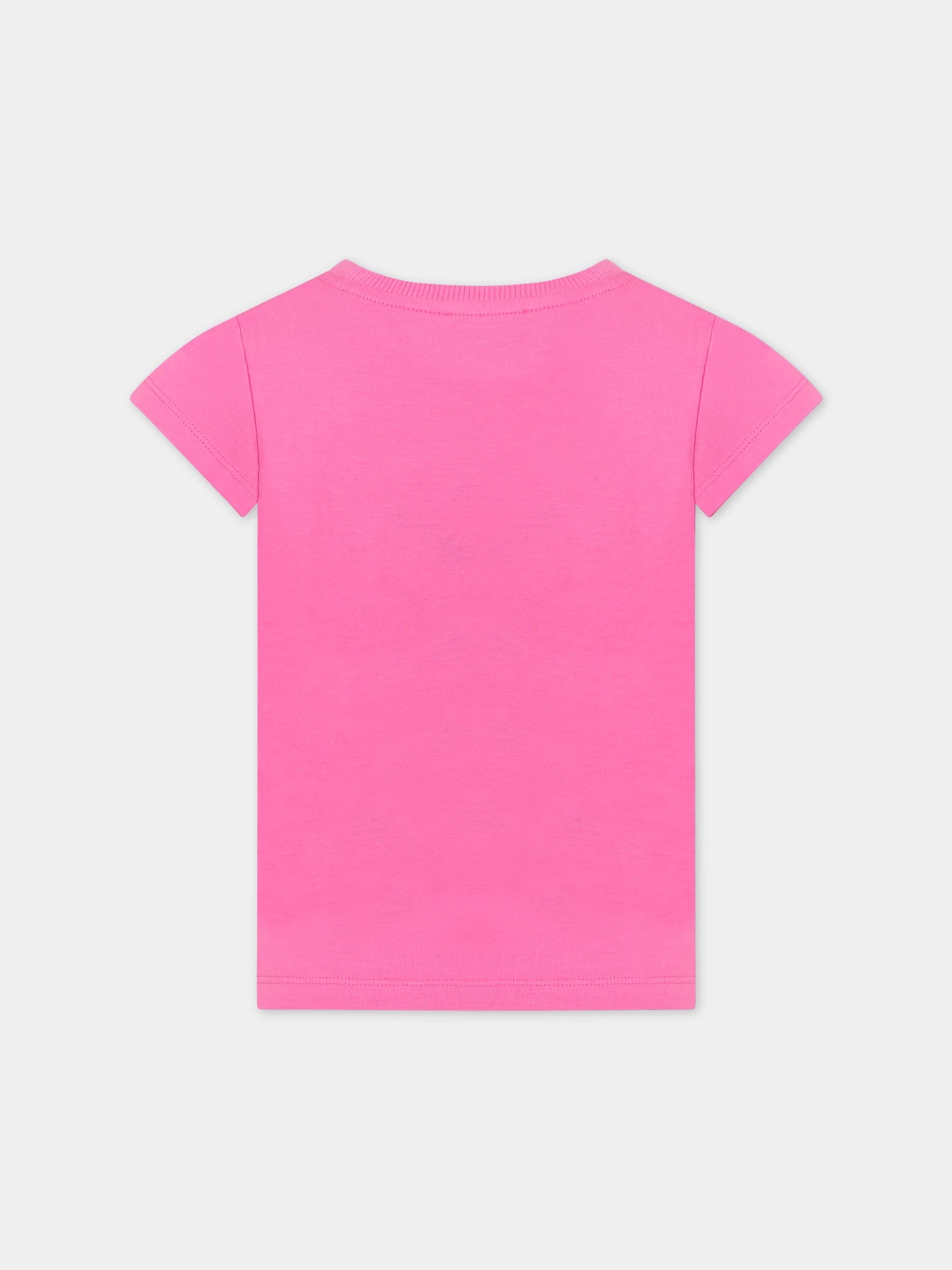 T-shirt rosa per bambina con Teddy bear, logo e cuore,Moschino Kids,HHM042 LBA11 50879