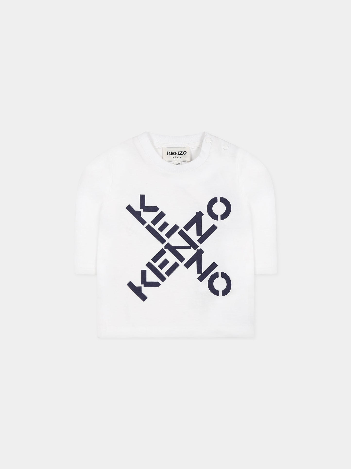 T-shirt bianca per neonati con logo,Kenzo Kids,K05432 10P