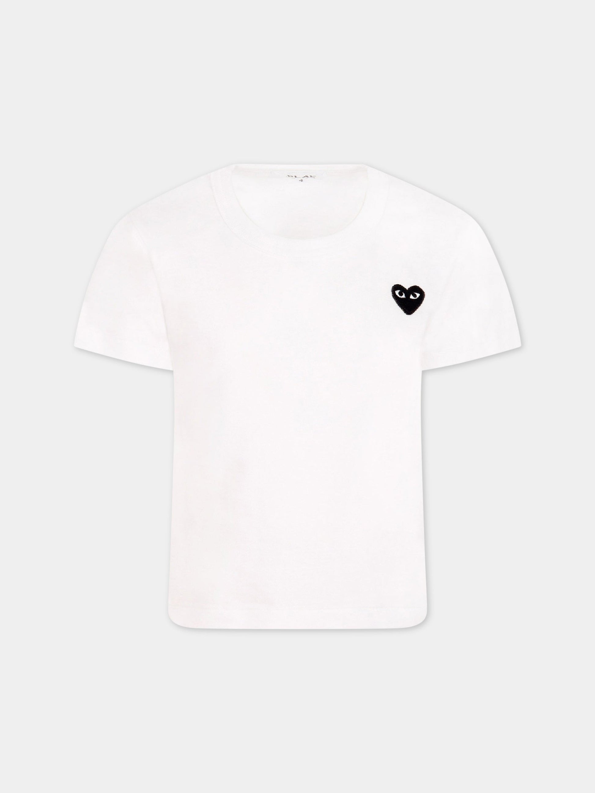 T-shirt bianca con cuore,Comme Des Garçons Play Kids,T563 P1T563