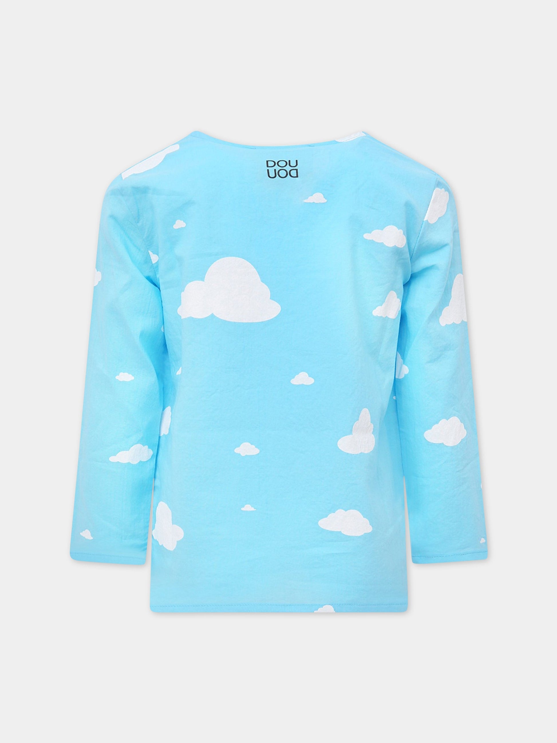 Camicia celeste con nuvole bianche,Douuod Kids,108132