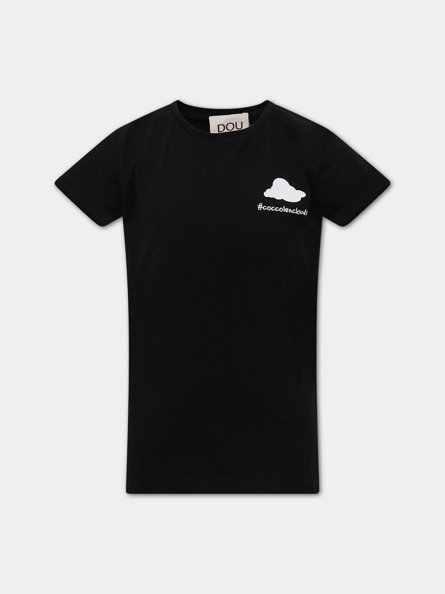 T-shirt nera con nuvola bianca,Douuod Kids,108136