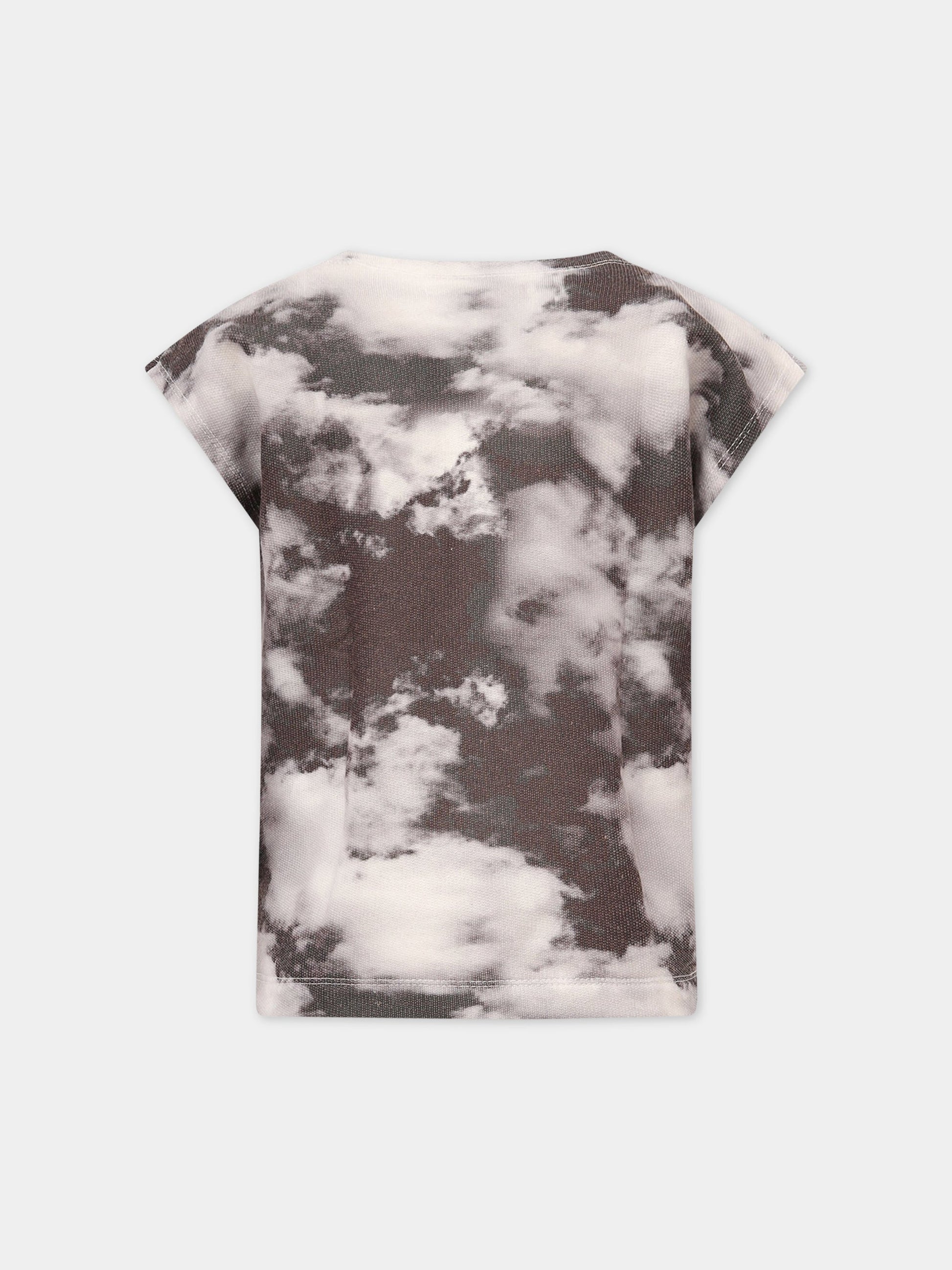 T-shirt nera con nuvole grigie,Goganga,T-SHIRT