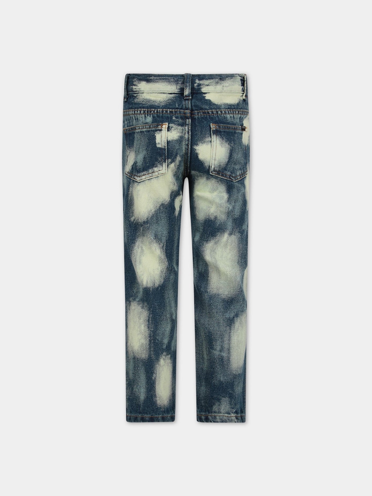 Jeans ''Bleach'' blu denim per bambini con nuvole bianche stilizzate,It's In My Jeans,JEANS