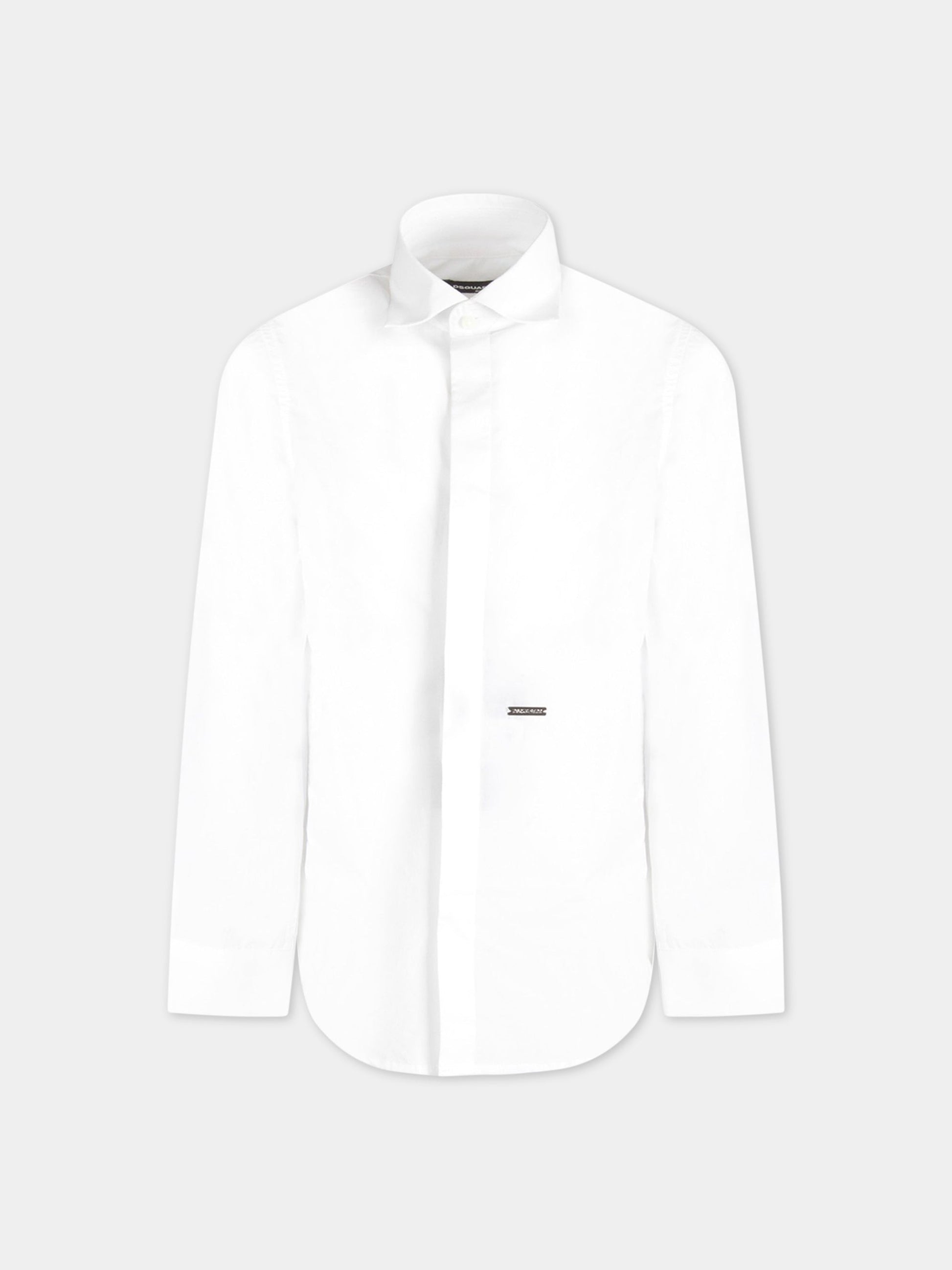 Camicia bianca per bambino con logo metallico,Dsquared2,DQ043I D00XE DQ100