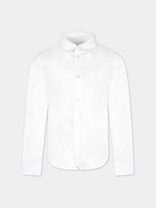 Camicia bianca per bambino con iconico aquilotto,Armani Junior,8N4CJ0 1N06Z 0100