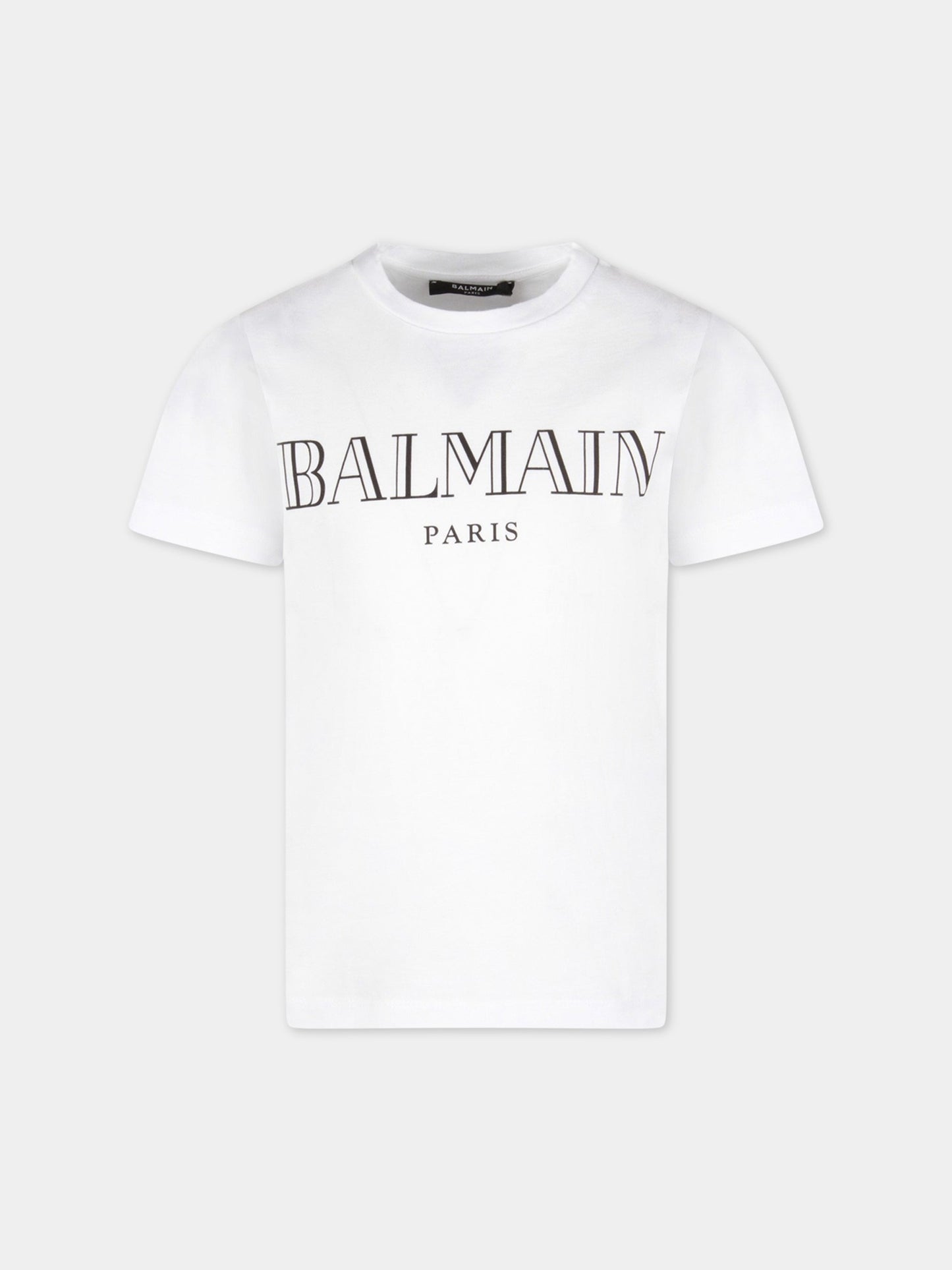 T-shirt bianca per bambini con logo,Balmain Kids,6M8721 MX030 100