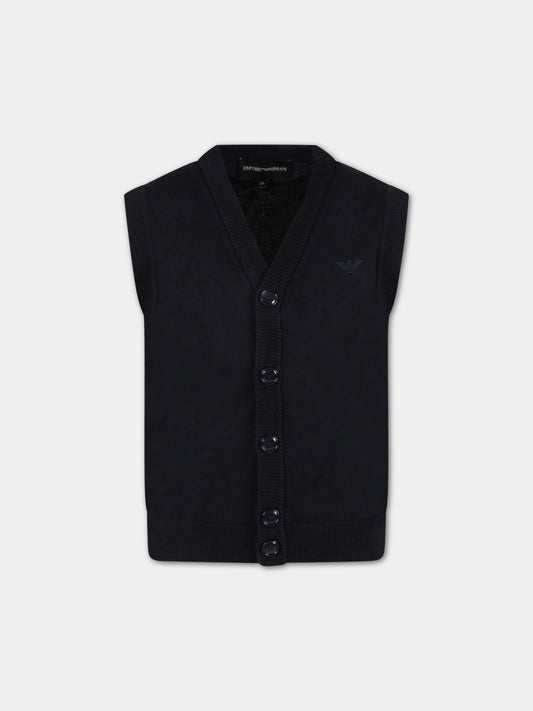 Gilet blu per bambino con logo,Armani Junior,8N4M50 4M16Z 0920