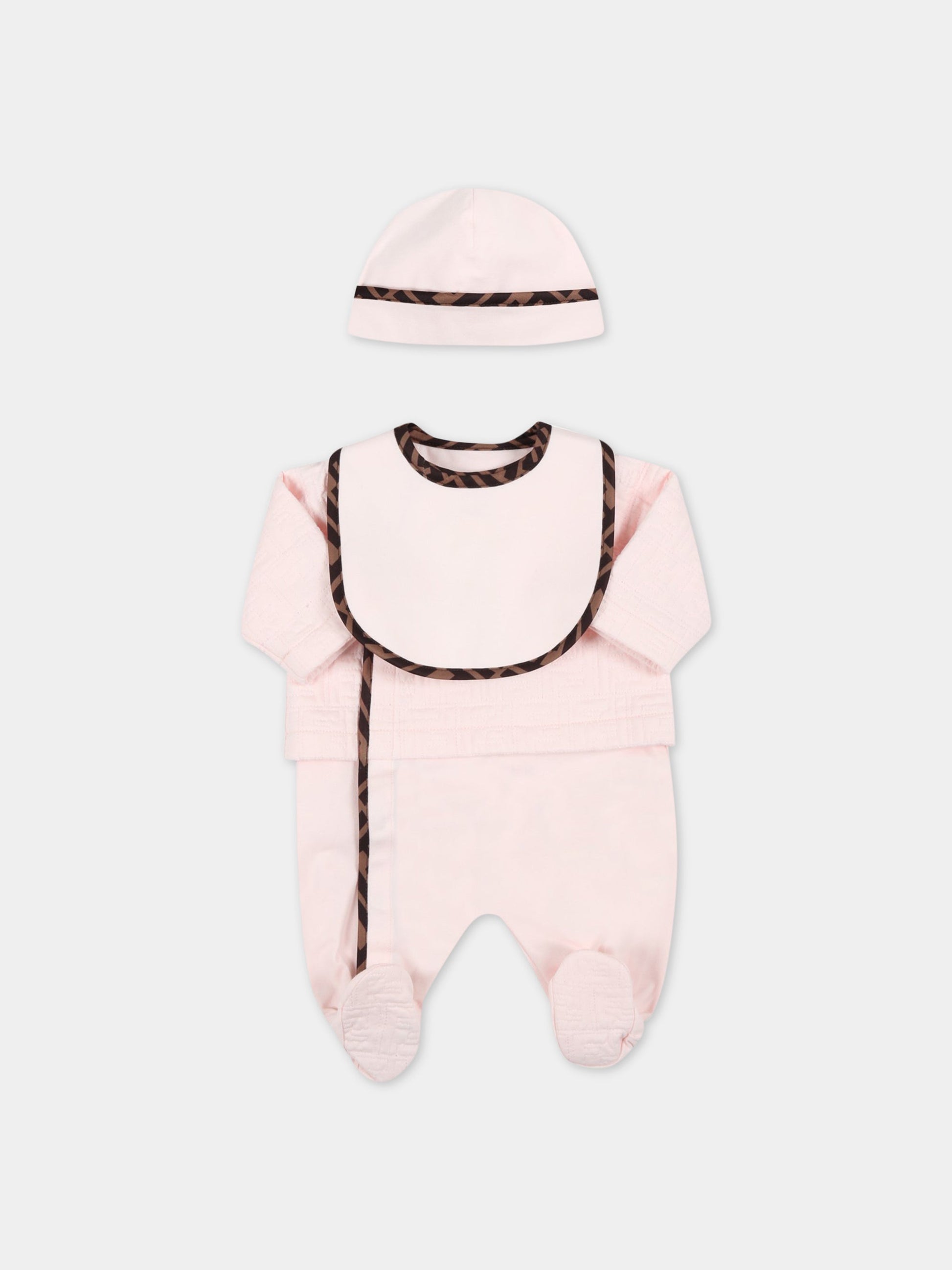 Set rosa per neonata con doppia FF,Fendi Kids,BUK068 ACVP F0C11