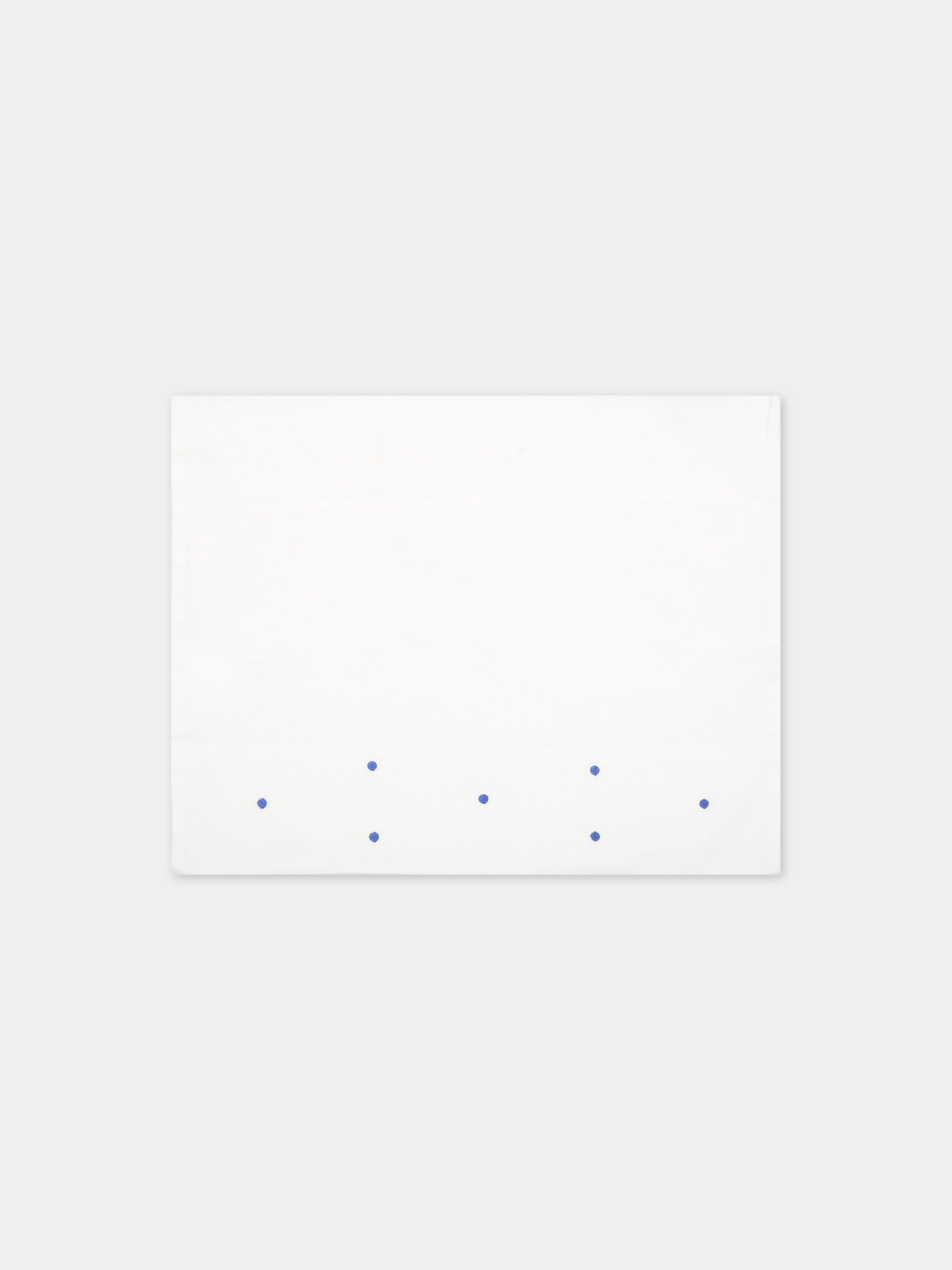 Set lenzuola bianche per neonato con pois blu,Little Bear,1025 LATTE/AZZURRO