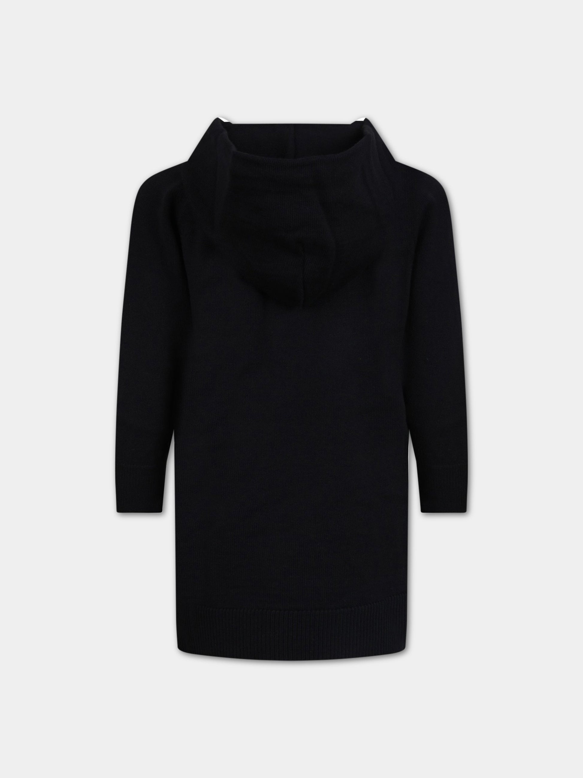 Vestito nero per bambina con cappuccio,N°21 Kids,N2144L N0019 0N900