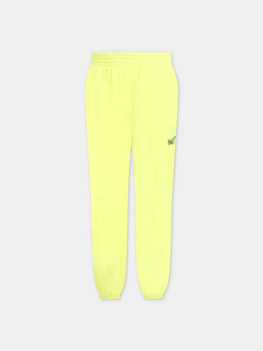 Pantalone giallo fluo per bambini con logo,Balenciaga,621788 TIVB4 7110
