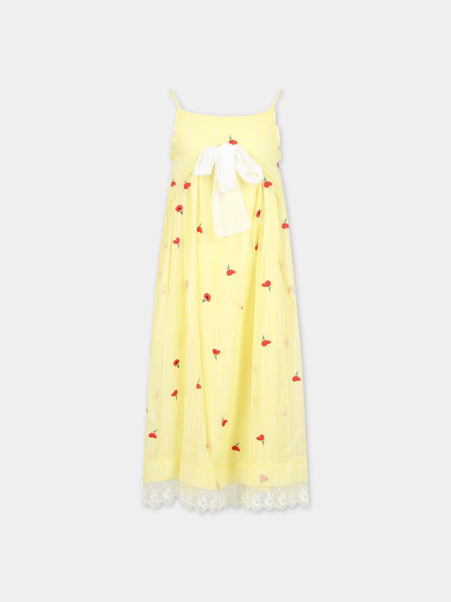 Vestito giallo per bambina con rose,Chloé Kids,C12824 60A