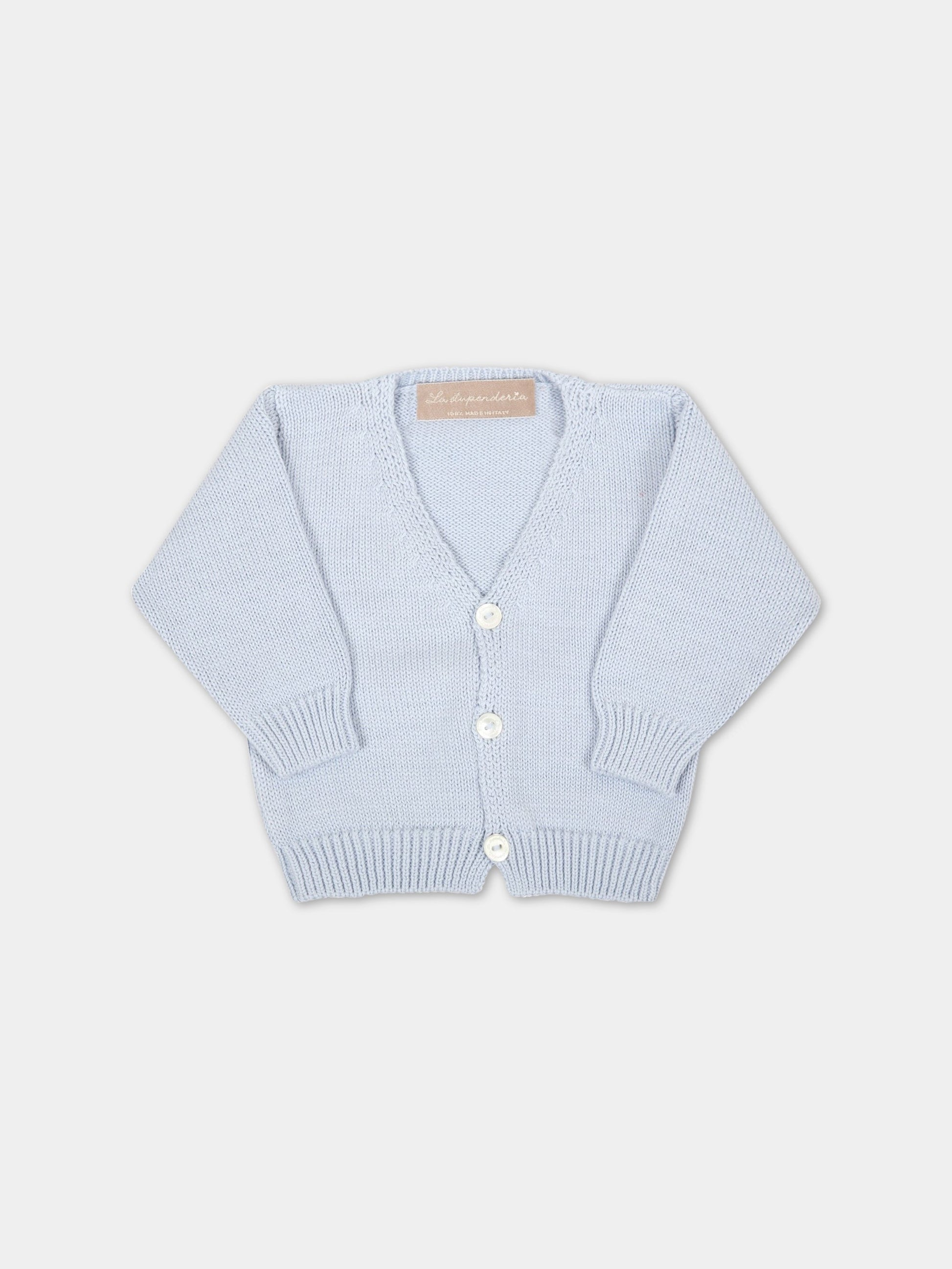 Cardigan celeste per neonato,La Stupenderia,SCRO53814