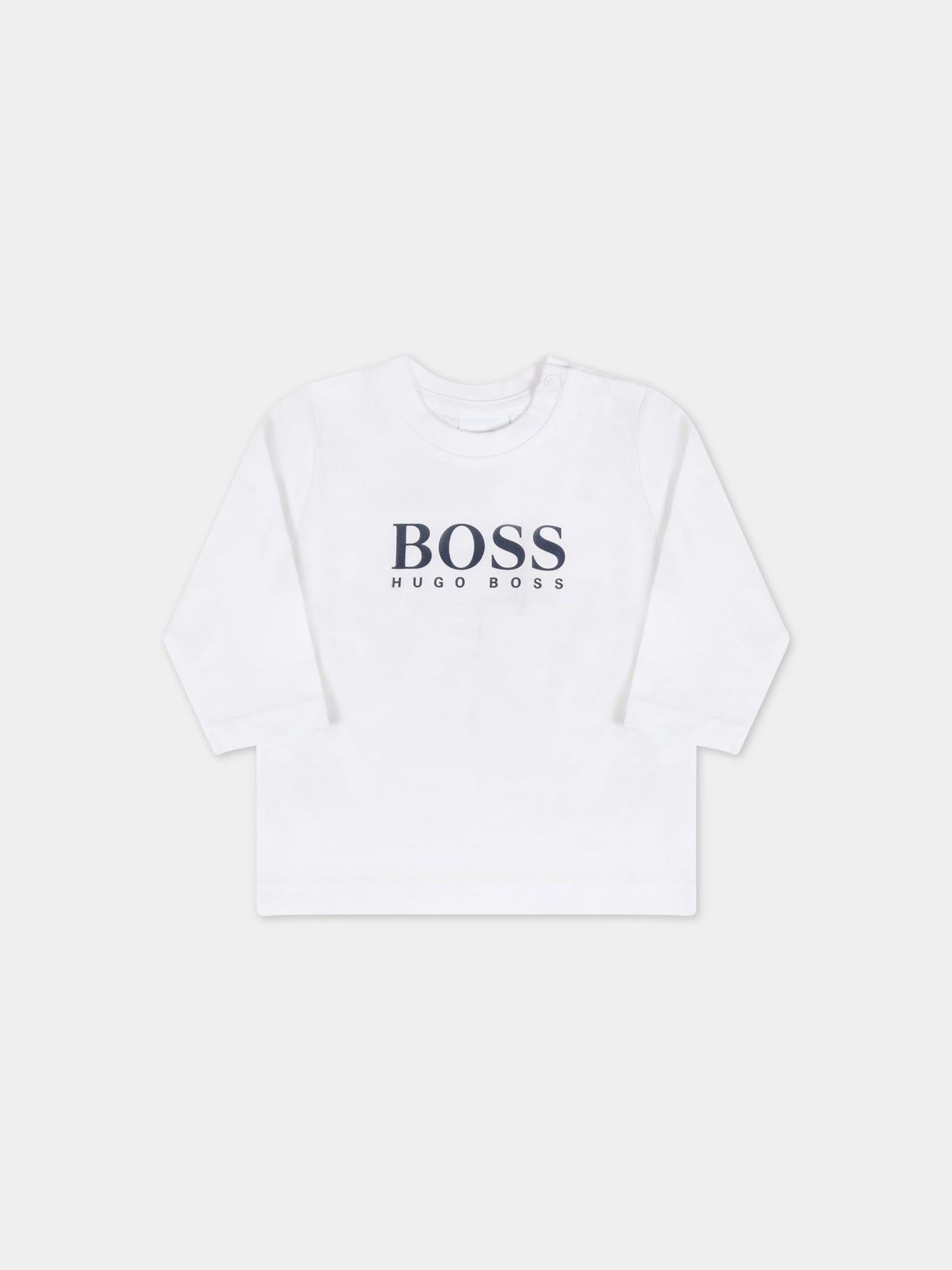 T-shirt bianca per neonato con logo,Hugo Boss,J05P10 10B