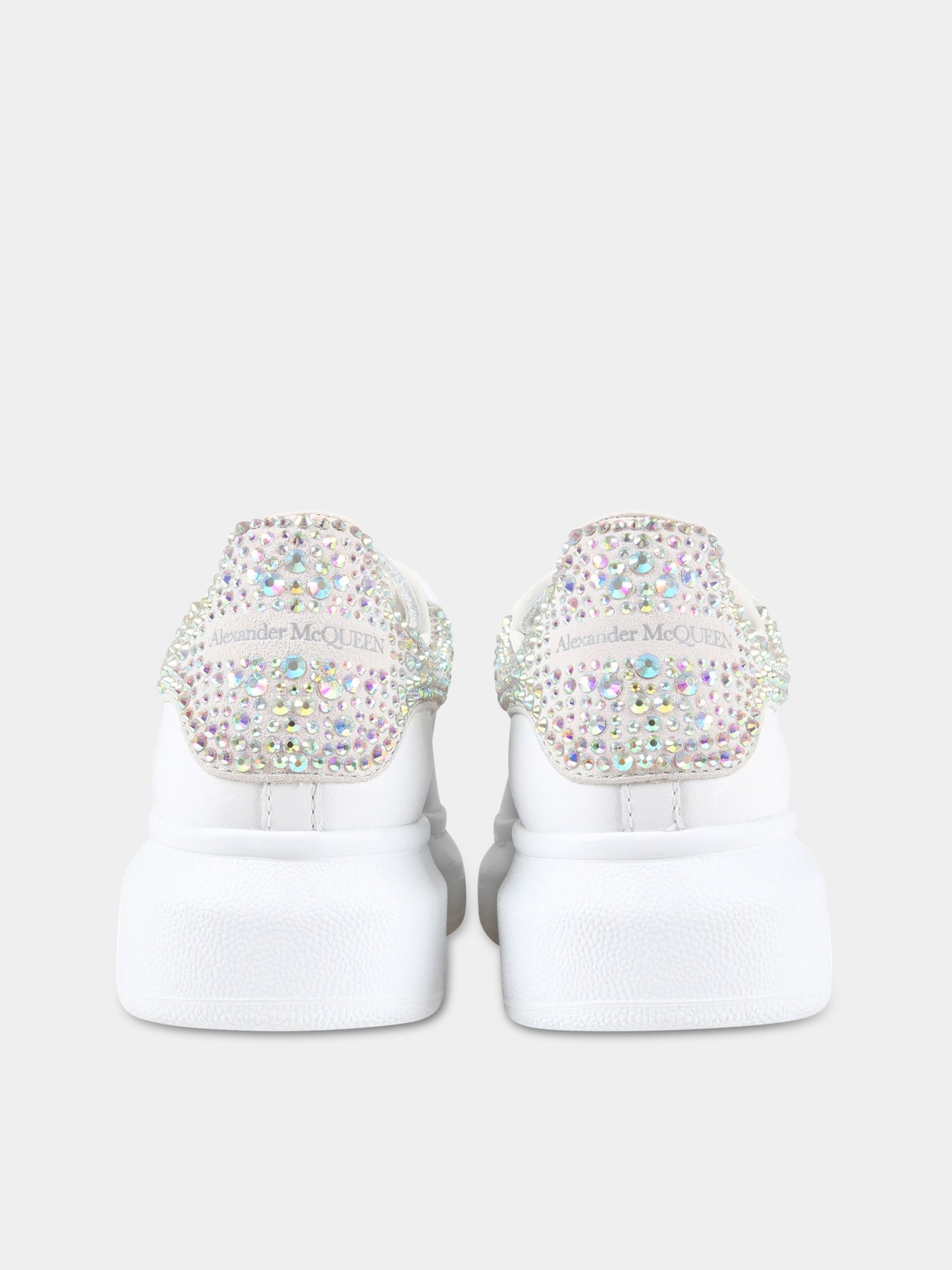 Sneakers bianche per bambina con swarovski,Alexander Mc Queen,667304 WIAH2 9069