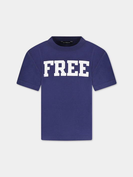 T-shirt viola per bambini con scritta,Balenciaga,556155 TKVC7 4140