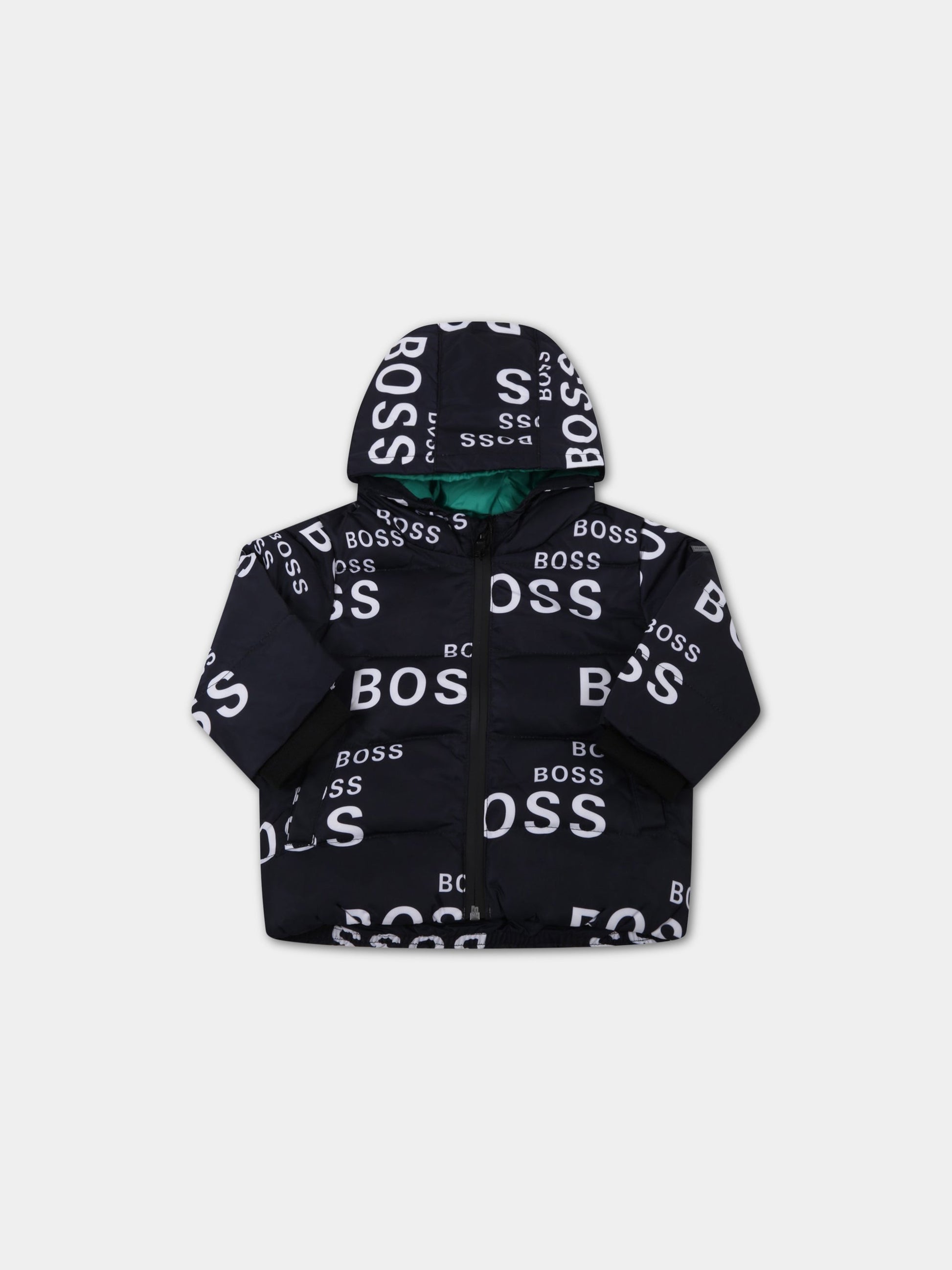 Piumino blu per neonato con logo bianco,Hugo Boss,J06238 09B