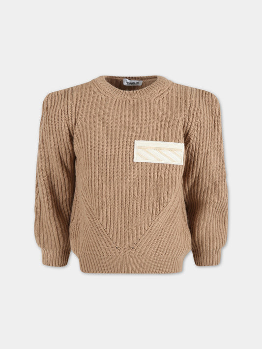 Maglione beige per bambina,Dondup Kids,DFMA41 FL116 YD007 6002