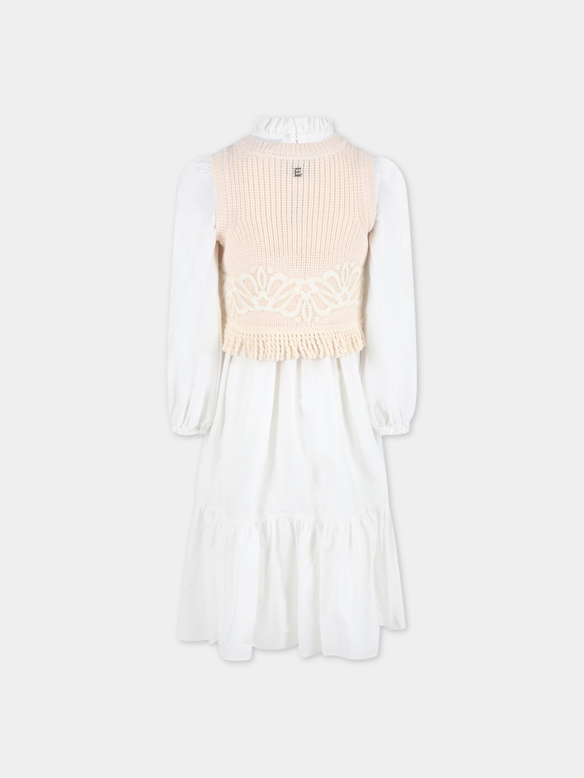 Vestito bianco per bambina,Ermanno Scervino Junior,ESFAB030 CA199 YS001 0000