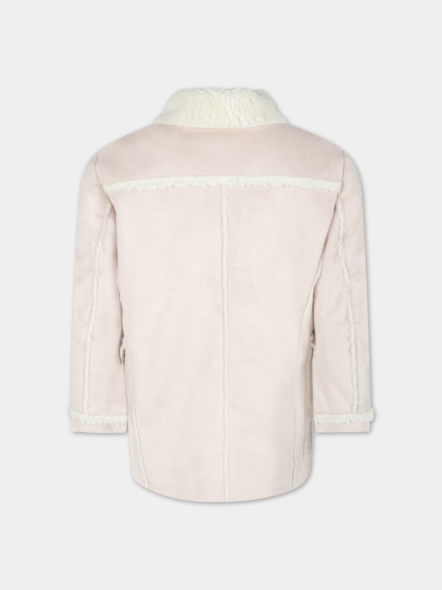 Giacca beige per bambini con dettagli effetto shearling,Fay Kids,5P2050 Z0038 117AV