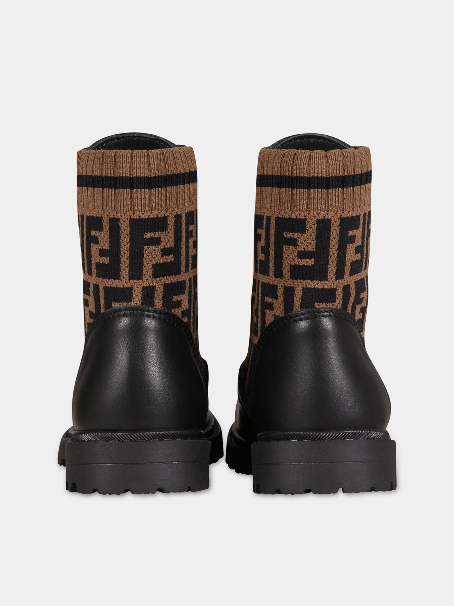 Stivali neri per bambini con doppie FF,Fendi Kids,JMR382 AEGP F0PMM