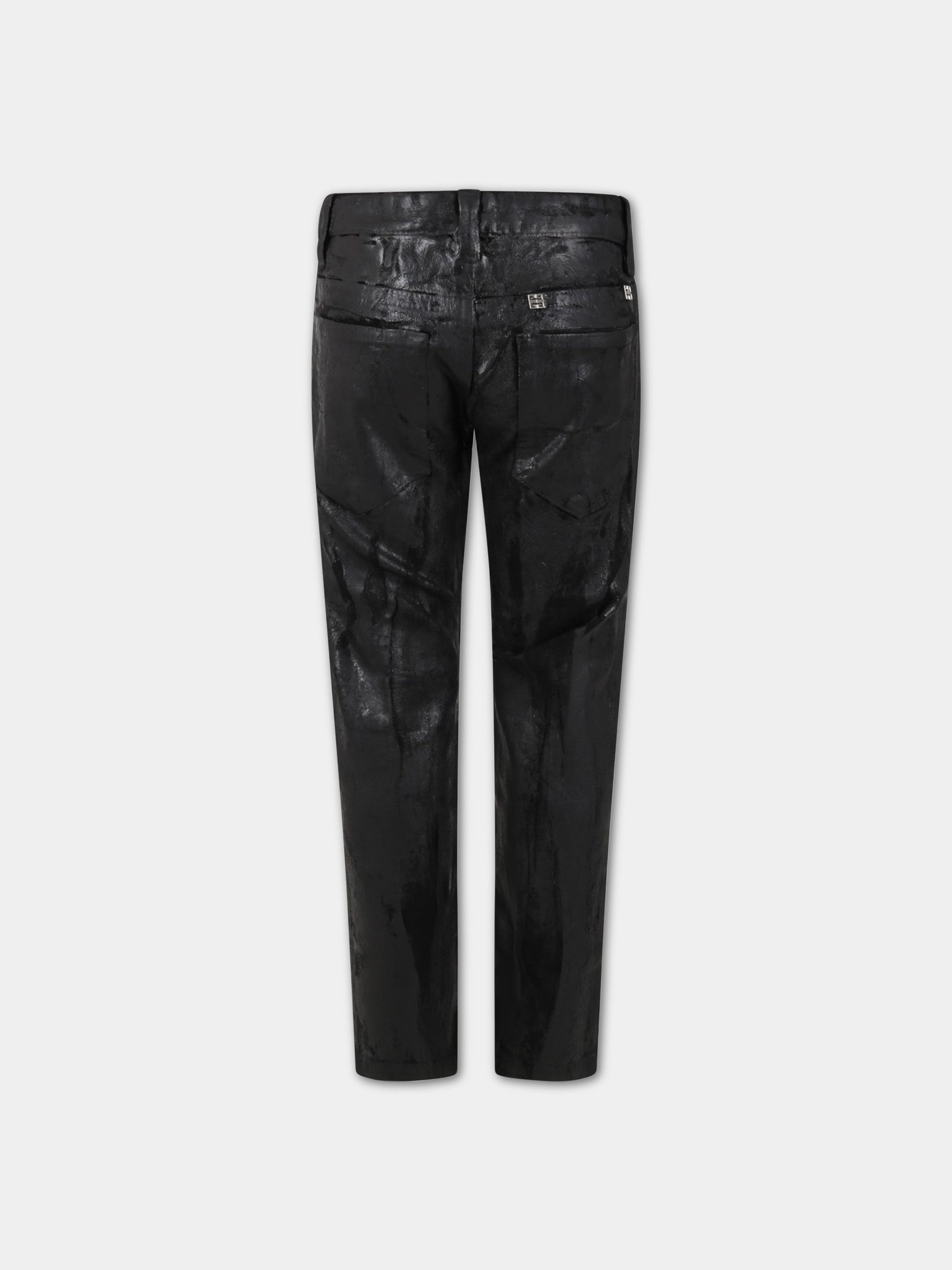 Pantaloni neri per bambina con patch logato,Givenchy Kids,H24145 Z55
