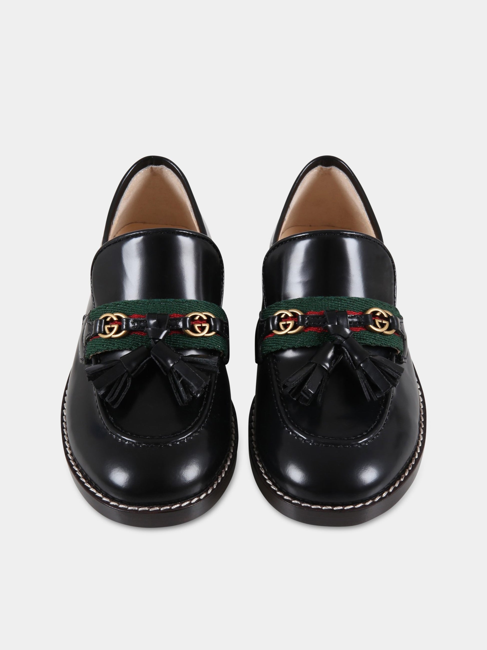 Mocassini neri per bambini con doppie GG,Gucci Kids,662190 1PKE0 1063