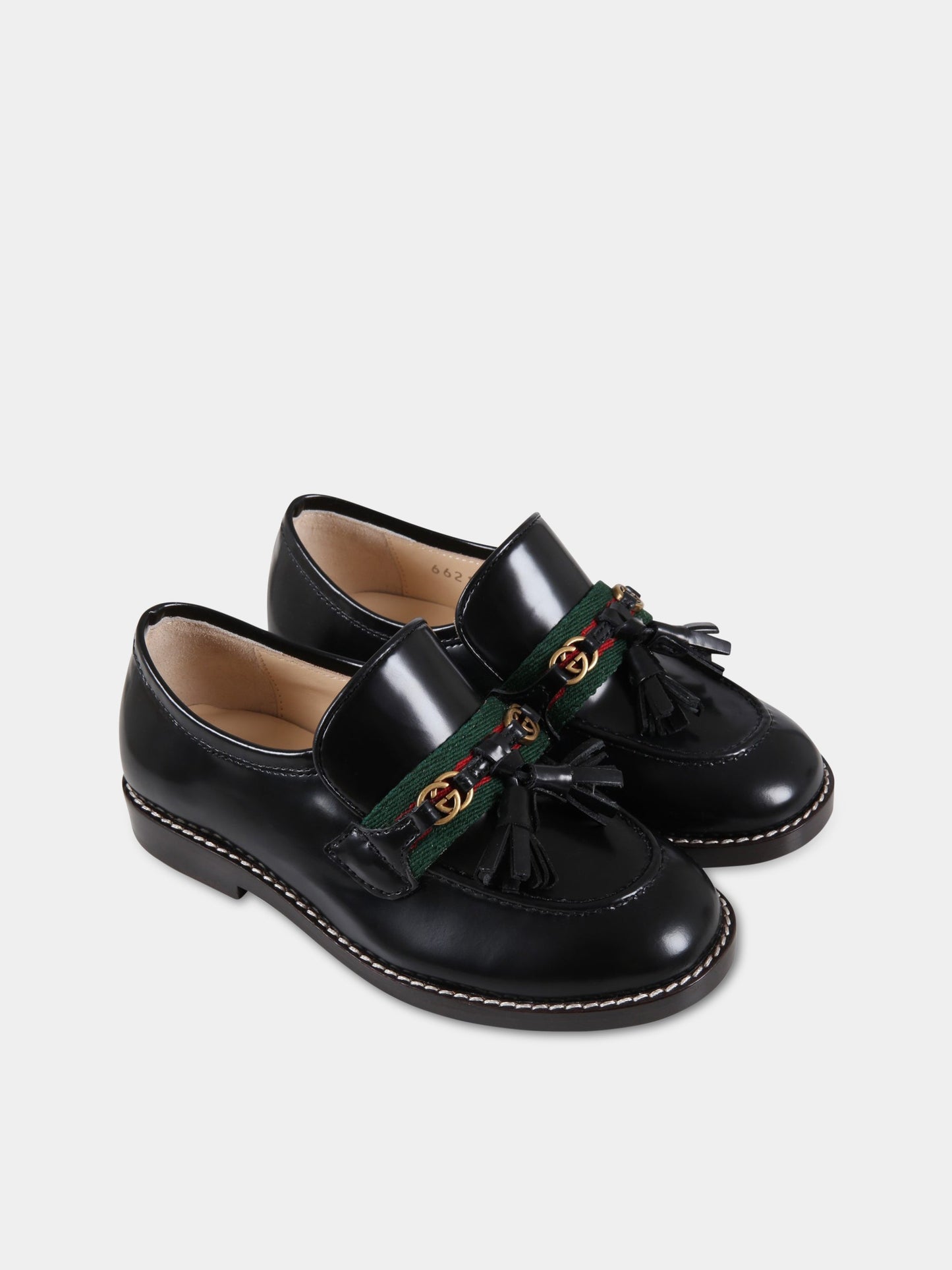 Mocassini neri per bambini con doppie GG,Gucci Kids,662190 1PKE0 1063