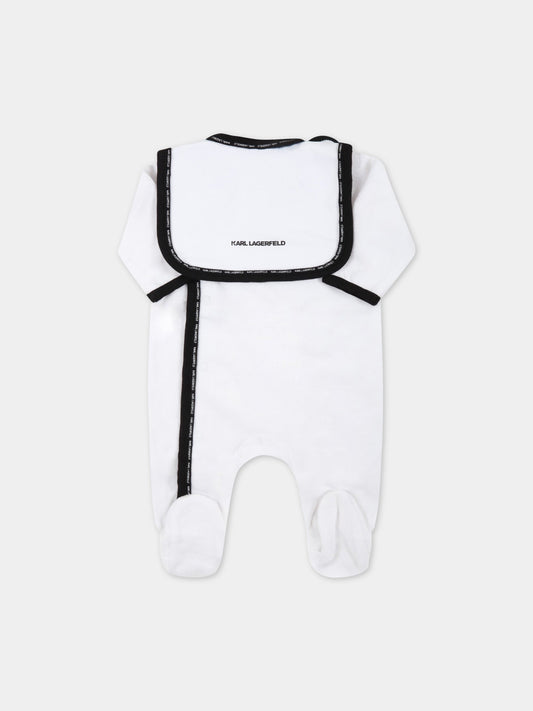 Set bianco per neonati con logo nero,Karl Lagerfeld Kids,Z98085 10B