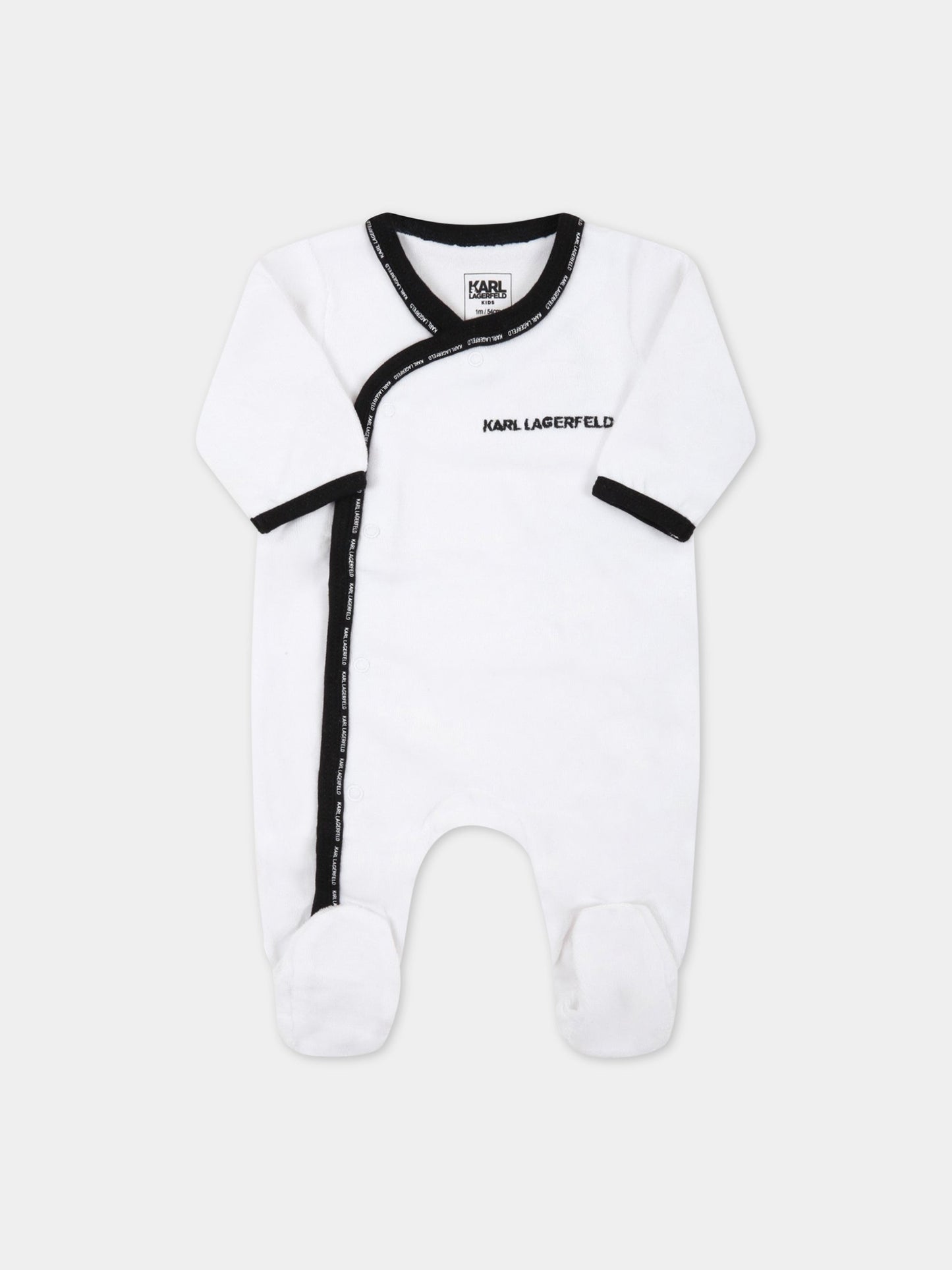 Set bianco per neonati con logo nero,Karl Lagerfeld Kids,Z98085 10B
